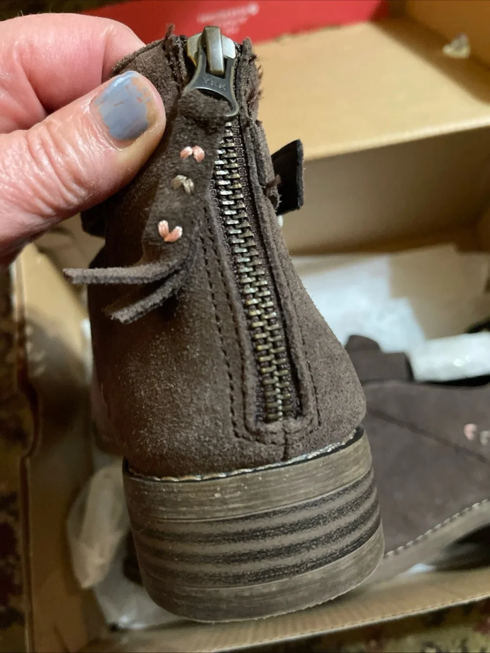 Women's Sepia Suede Low Heel Ankle Booties 8.5 New